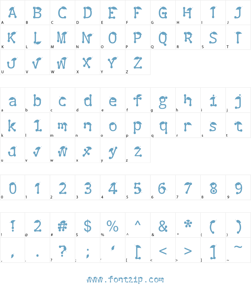 the leaves of the forest Font Character